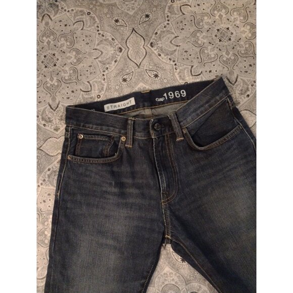 Women Junior Gap 1969 Straight Blue Jeans Waist 28 Inseam 29 Rise 9.5 - Picture 4 of 10